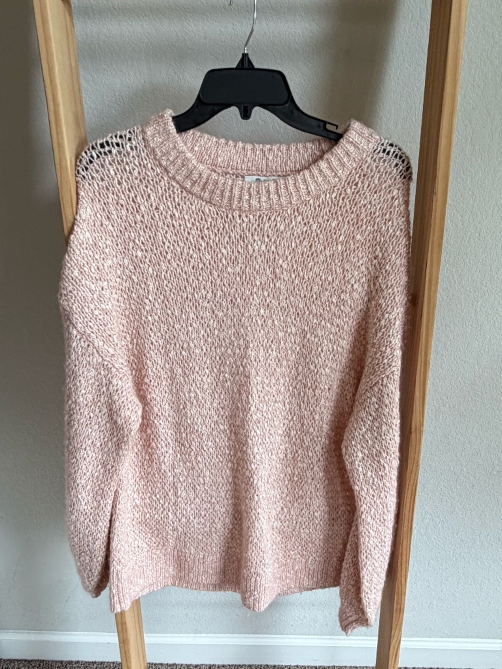 Madewell Blush Pink Chunky Open Knit Crewneck Sweater – Size Medium